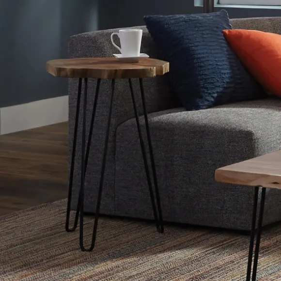 Kirkland's Home Accent & End Tables-Round Natural Live Edge Hairpin Legs Accent Table