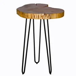 Kirkland's Home Accent & End Tables-Round Natural Live Edge Hairpin Legs Accent Table