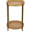 Kirkland's Home Accent & End Tables-Round Rattan 2-Tier Side Table