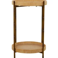 Kirkland's Home Accent & End Tables-Round Rattan 2-Tier Side Table