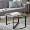 Kirkland's Home Coffee Tables-Round Tempered Glass Hourglass Base Coffee Table