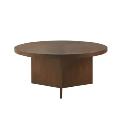 Kirkland's Home Coffee Tables-Round Walnut Wood Starburst Coffee Table