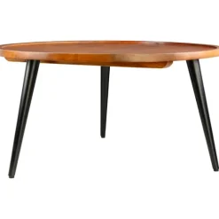Kirkland's Home Coffee Tables-Round Wood And Metal Coffee Table