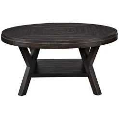 Kirkland's Home Coffee Tables-Round Wood Flared Base Coffee Table