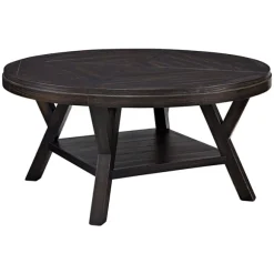 Kirkland's Home Coffee Tables-Round Wood Flared Base Coffee Table