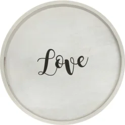 Kirkland's Home Decorative Trays-Round Wood Love Tray