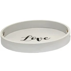 Kirkland's Home Decorative Trays-Round Wood Love Tray