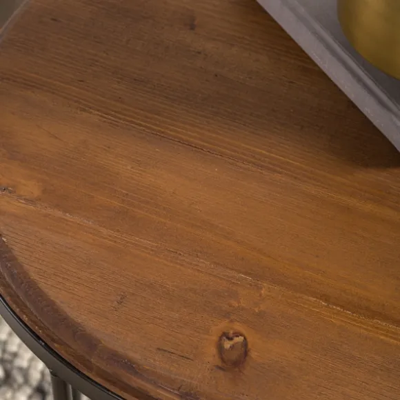 Kirkland's Home Accent & End Tables-Round Wooden And Metal Baldwin Accent Table
