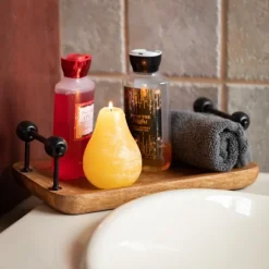 Kirkland's Home Decorative Trays-Rubberwood Black Handle Decorative Trays, Set Of 2