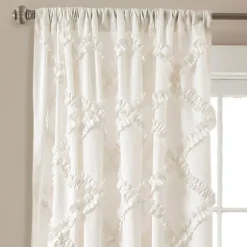 Kirkland's Home Curtains & Drapes-Ruffle Diamond Curtain Panel Set, 84 In.