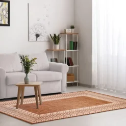 Kirkland's Home Outdoor Rugs-Rust Linear Macy Indoor/Outdoor Area Rug, 4X7