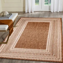 Kirkland's Home Outdoor Rugs-Rust Linear Macy Indoor/Outdoor Area Rug, 6X9