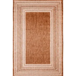 Kirkland's Home Outdoor Rugs-Rust Linear Macy Indoor/Outdoor Area Rug, 7X9