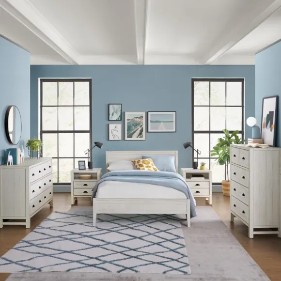 Kirkland's Home Beds & Headboards-Rustic Eggshell Wood Panel Full Bed Frame