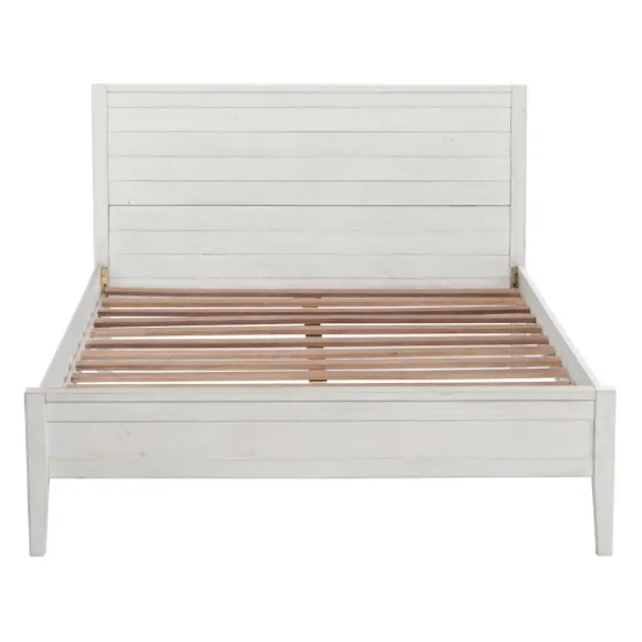 Kirkland's Home Beds & Headboards-Rustic Eggshell Wood Panel Full Bed Frame