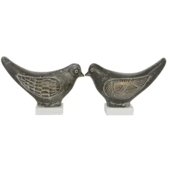 Kirkland's Home Statues & Figurines-Rustic Etched Birds 2-Pc. Figurine Set