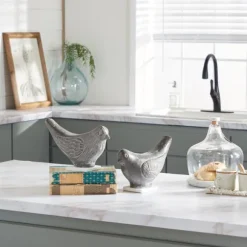 Kirkland's Home Statues & Figurines-Rustic Etched Birds 2-Pc. Figurine Set