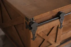 Kirkland's Home Coffee Tables-Rustic Fir Wood Rolling Barn Door Coffee Table