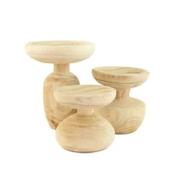 Kirkland's Home Decorative Bowls & Jars-Rustic Forest Hand Turned 3-Pc. Pedestal Bowls