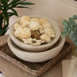 Kirkland's Home Decorative Bowls & Jars-Rustic Forest Ivory Hand Carved 2-Pc. Bowl Set