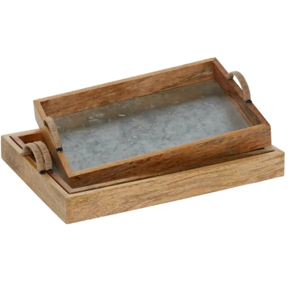 Kirkland's Home Decorative Trays-Rustic Galvanized 3-Pc. Decorative Tray Set