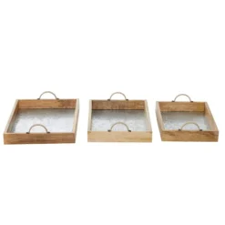 Kirkland's Home Decorative Trays-Rustic Galvanized 3-Pc. Decorative Tray Set