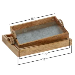 Kirkland's Home Decorative Trays-Rustic Galvanized 3-Pc. Decorative Tray Set