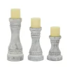 Kirkland's Home Candle Holders-Rustic Gray Carved 3-Pc. Candle Holder Set