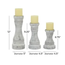 Kirkland's Home Candle Holders-Rustic Gray Carved 3-Pc. Candle Holder Set