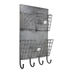 Kirkland's Home Wall Storage-Rustic Gray Metal Wall Organizer