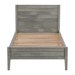Kirkland's Home Beds & Headboards-Rustic Gray Pine Panel Twin Bed Frame