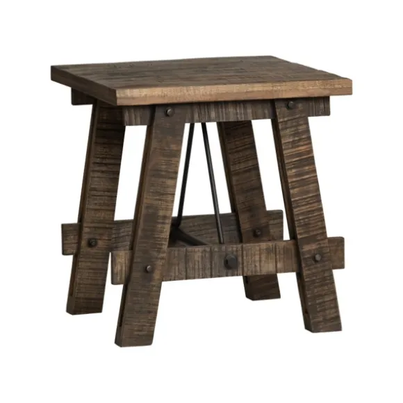 Kirkland's Home Accent & End Tables-Rustic Mango Wood And Iron Side Table