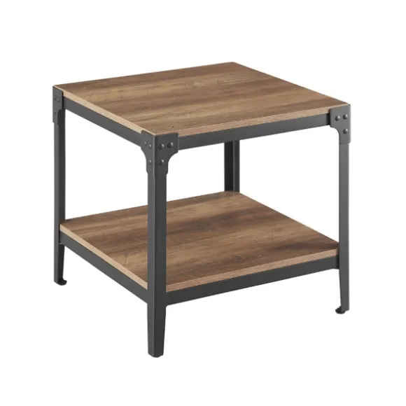 Kirkland's Home Accent & End Tables-Rustic Oak Angle Iron Accent Tables, Set Of 2