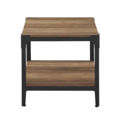 Kirkland's Home Accent & End Tables-Rustic Oak Angle Iron Accent Tables, Set Of 2
