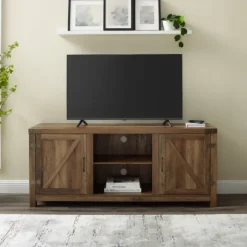 Kirkland's Home Tv Stands & Media Consoles-Rustic Oak Barn Doors Tv Stand