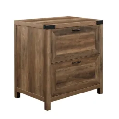 Kirkland's Home Office Furniture-Rustic Oak 2-Drawer Wood File Cabinet