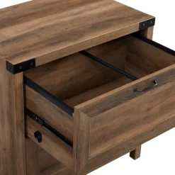 Kirkland's Home Office Furniture-Rustic Oak 2-Drawer Wood File Cabinet