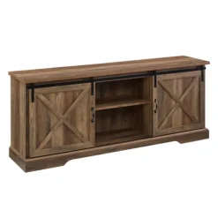 Kirkland's Home Tv Stands & Media Consoles-Rustic Oak Sliding Barn Door Tv Stand