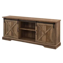 Kirkland's Home Tv Stands & Media Consoles-Rustic Oak Sliding Barn Door Tv Stand