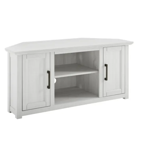Kirkland's Home Tv Stands & Media Consoles-Rustic White Katy-Corner Tv Stand
