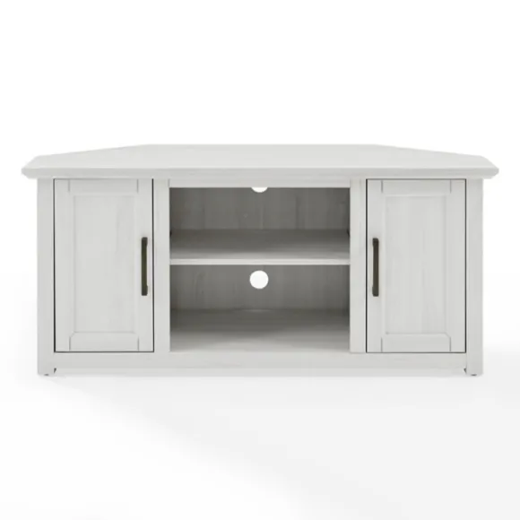 Kirkland's Home Tv Stands & Media Consoles-Rustic White Katy-Corner Tv Stand