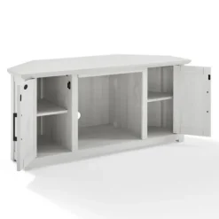 Kirkland's Home Tv Stands & Media Consoles-Rustic White Katy-Corner Tv Stand