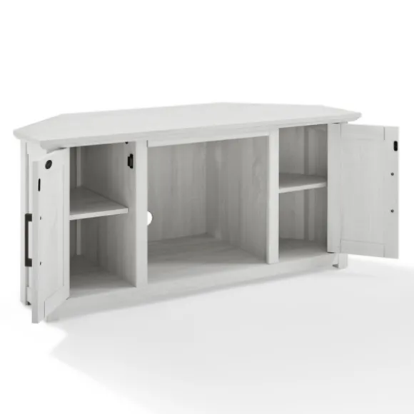 Kirkland's Home Tv Stands & Media Consoles-Rustic White Katy-Corner Tv Stand