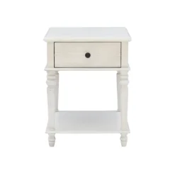 Kirkland's Home Accent & End Tables-Rustic White Turned Legs Accent Table