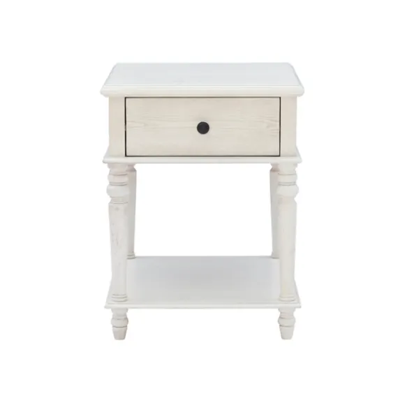 Kirkland's Home Accent & End Tables-Rustic White Turned Legs Accent Table