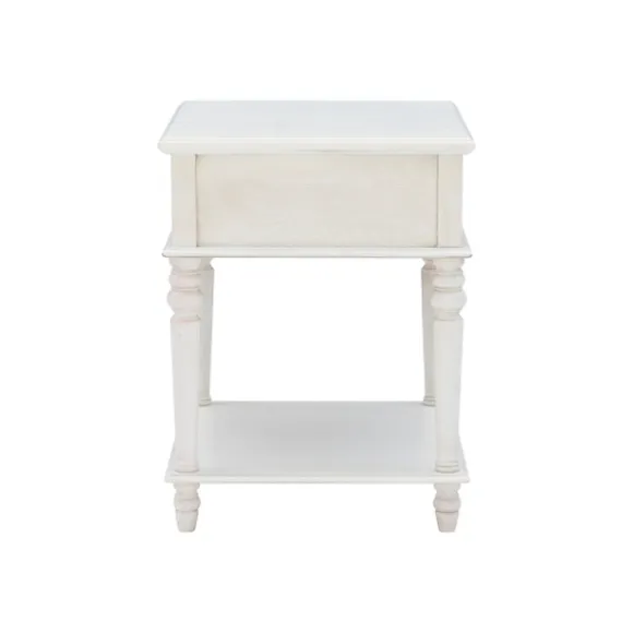 Kirkland's Home Accent & End Tables-Rustic White Turned Legs Accent Table