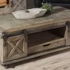 Kirkland's Home Coffee Tables-Rustic Wood Rolling Barn Door Coffee Table