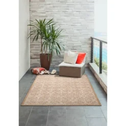 Kirkland's Home Outdoor Rugs-Sand Embellished Scroll Indoor/Outdoor Rug, 6X9
