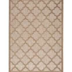 Kirkland's Home Outdoor Rugs-Sandstone Natural Trellis Outdoor Area Rug, 4X6