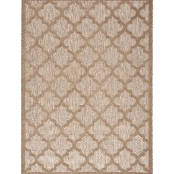 Kirkland's Home Outdoor Rugs-Sandstone Natural Trellis Outdoor Area Rug, 4X6